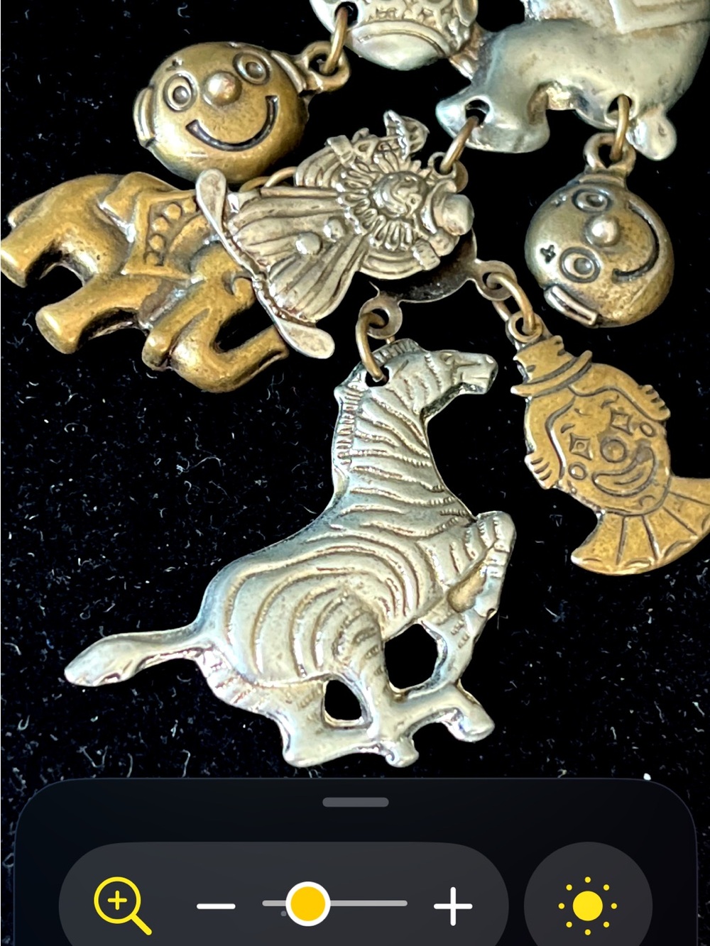 Vintage Gold-Tone Elephant and Circus Charm Brooch - Picture 5 of 10
